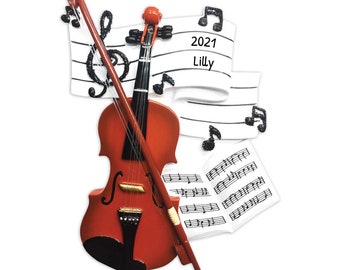 Personalized Violin Christmas Ornament - Musical Instrument Ornaments, Music Recital Gifts - Orchestra Violin - Free Customization