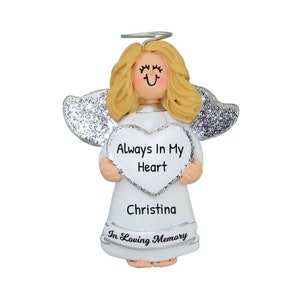 Personalized Memorial Christmas Ornament - In Loving Memory, Bereavement, In Remembrance - Blonde Angel - Free Customization