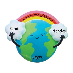 Personalized Rainbow Ornament, Planet Ornament, Peace Ornament, Earth World Ornament, Rainbow Planet Couple Ornament, Travel Ornament