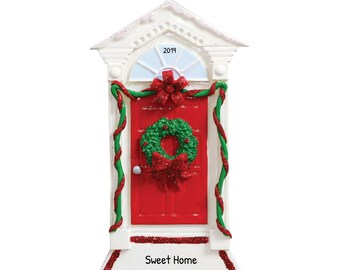 Personalized New Apartment Ornament 2023 - First Christmas In New Home Ornament - Red Bow Door - Free Customization