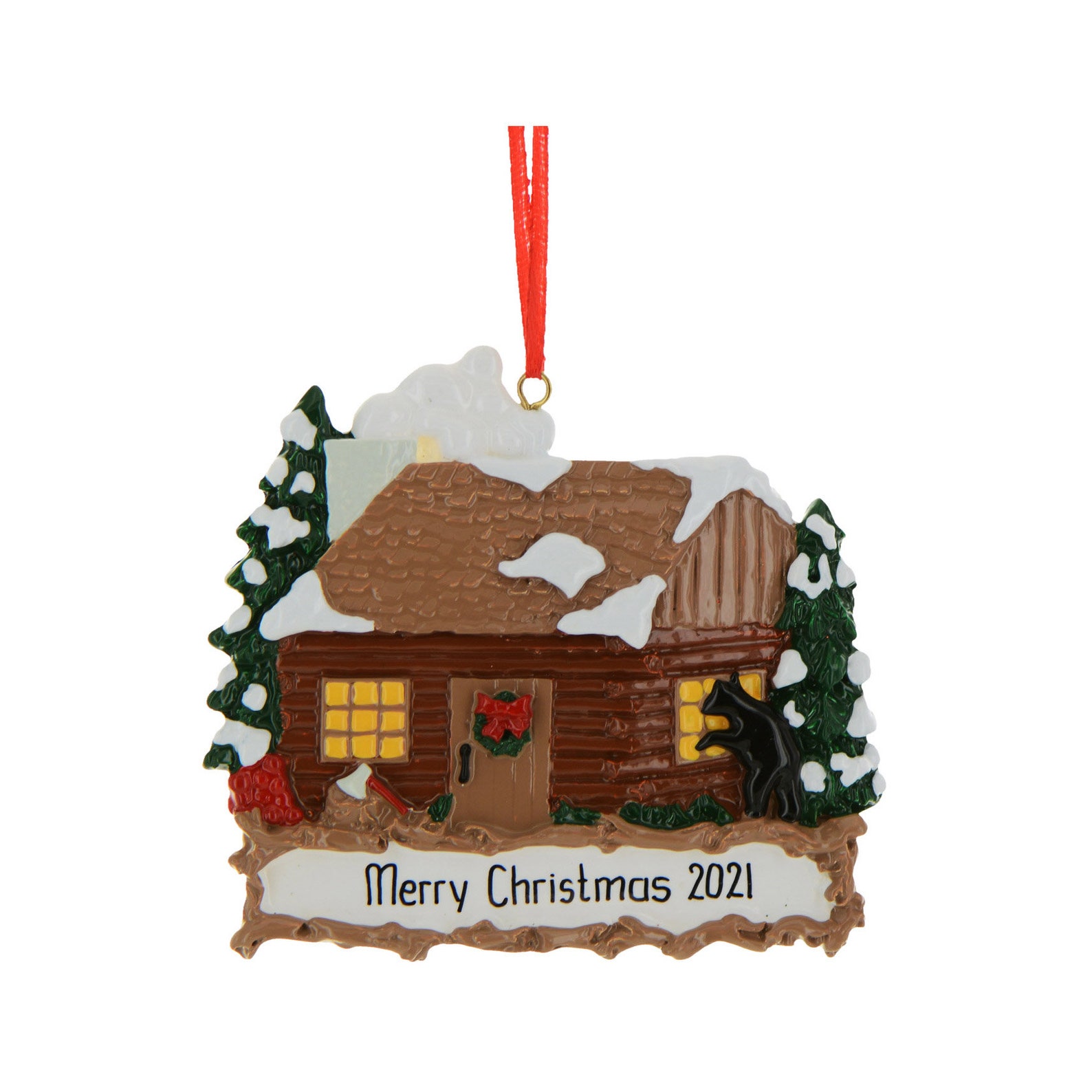 Personalized Log Cabin Christmas Ornament for Tree 2019 Brown Etsy