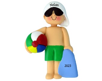 Personalisierte Strand Weihnachtsverzierungen - Küstenverzierungen, Meere und Grüße Feiertagsdekor - Beach Boy - Kostenlose Anpassung mit Geschenkbox
