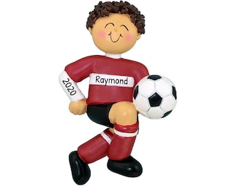 Boy Soccer Ornament With Ball
