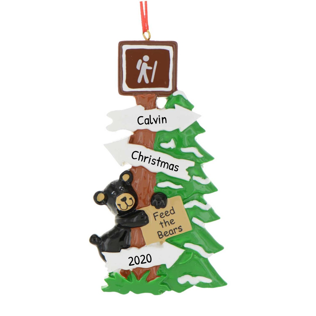 Personalized Hiking Ornament Outdoorsy Ornament, Hiker Ornament, Backpacking Feed the Bears Free
