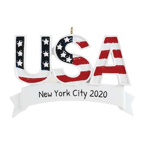 USA Ornament, New York City Ornament 2024, Personalized Patriotic Ornament, American Flag Ornament, Holiday Decor, 2024 Ornament