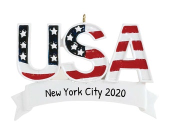 USA Ornament, New York City Ornament 2023, Personalized Patriotic Ornament, American Flag Ornament, 4th Of July Favors, Fourth Of July