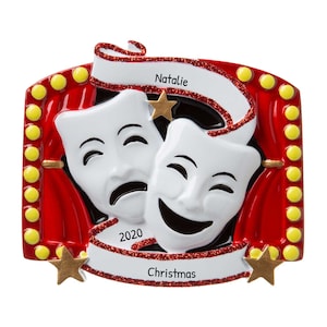 Personalized Theatrical Comedy Tragedy Masks Ornament - Theatre Ornament, Mask Ornaments - Stage - Free Customization with Gift Box