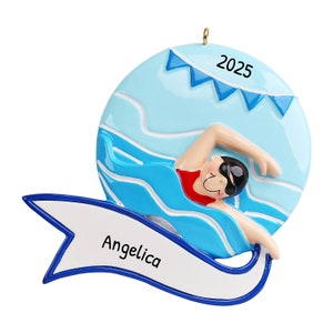 Personalized Swimmer Girl Ornament, Female Swimmer Christmas Ornament, Custom Learning Swimming Ornament, Gifts For Swimmers, Swimming Pool