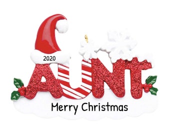 Personalisierte Best Aunt Ornament - Best Aunt Ornaments für Tante, Lieblingstante Geschenk, neue Tante - Weihnachtsmütze - Kostenlose Anpassung mit Geschenkbox