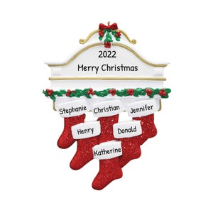 Personalized Family Ornament 2023 - 1st Christmas Stocking Ornaments Family of 6 First Stocking Ornament - Free Customization