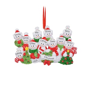 Family of 11 Snowman Ornament, Personalized Christmas Ornament 2023, Holiday Decor For Tree, Personalized Christmas Baubles, Snowman Family