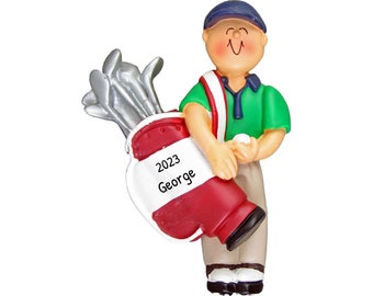 Personalized Golf Christmas Ornaments 2023 - Golfer Ornament, Golf Decor, Golf Ornament - White Male - Free Customization With Gift Box