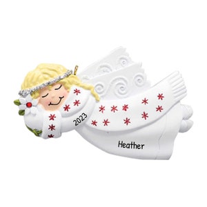 Personalisierte Engelsverzierungen für Weihnachtsgeschenke, Engel, der über niedliche rote Engels-Edelsteine schaut - freie Anpassung mit Geschenkbox