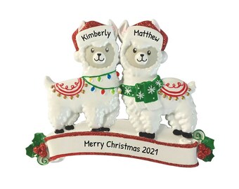 Personalized First Christmas Together Ornament 2024, Llama Couple Christmas Ornament, Travel Couple Ornament, Llama Gift, Alpaca Ornament