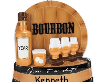 Bourbon Ornament, Bourbon Gift, Whiskey Ornament, Bourbon Lover Gift, Bourbon Decor, Dad Ornament, Kentucky Gift, Bourbon Barrel Ornament