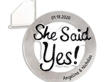 Gepersonaliseerd verlovingsornament 2026, sieraad She Said Yes, gunsten verlovingsfeest, cadeau bruidsfeest, cadeau bruidsmeisje, aangepaste ornamenten