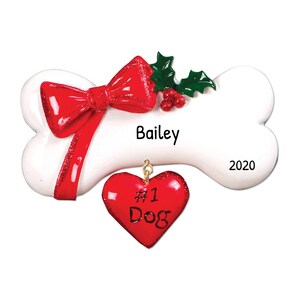 Personalized Pet Ornaments 2023 - Dog Christmas Ornaments Dog Bone with Bow Ornament Dog Ornaments - Free Customization
