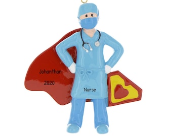Adorno médico personalizado: adornos de enfermera, adornos de doctor, profesión médica - Superenfermera - Personalización gratuita