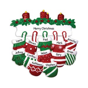 Personalized Family Ornament 2023 - Mitten Ornaments Family of 12 Christmas Stocking Ornaments 2023 - Free Customization