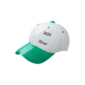 Personalized Baseball Cap Ornament - Baseball Ornament, Baseball Hat Ornament, Sports Cap - Green - Free Customization with Gift Box