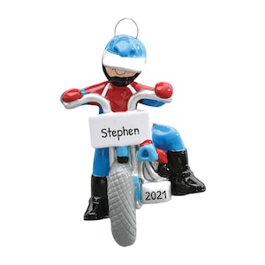 Personalized Motorcycle Ornaments for Christmas Tree - Dirt Track Racing Ornament - Front View - Free Customization