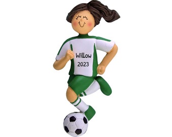 Girl Soccer Ornament With Free Personalization