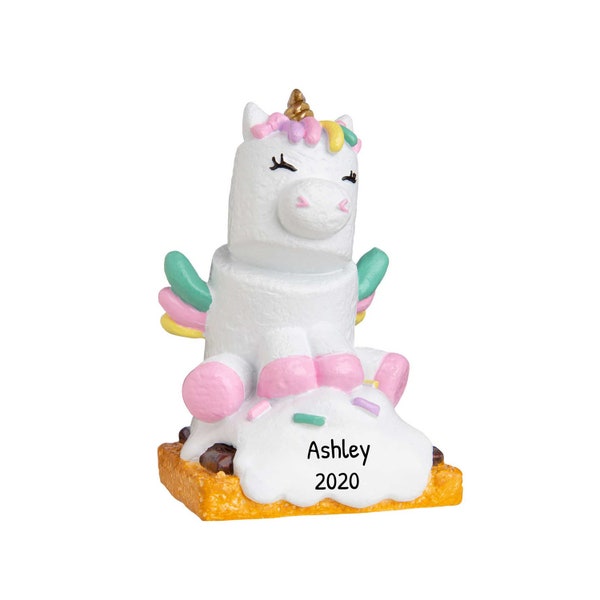 Personalized Unicorn Ornament - Unicorn Tree Topper, Girly Ornaments, Unicorn Christmas Ornament - Marshmallow Unicorn - Free Customization