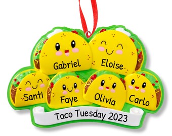 Taco Familie mit 6 Ornamenten, Taco Ornamente, Familie Weihnachtsschmuck, Lustige Ornamente, Weihnachtsdekoration, Weihnachten 2023 Ornamente, Geschenk