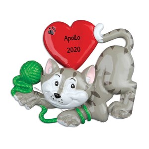 Personalized Pet Ornaments 2023 - Christmas Kitten Ornament Grey Cat Lover Ornament Cat Ornaments - Free Customization