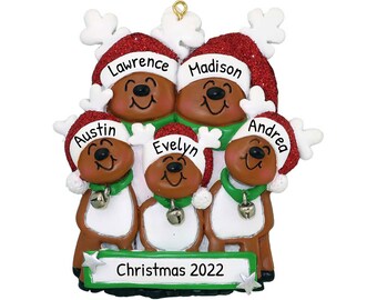 Personalized Family Ornament 2023 - Reindeer Ornaments Reindeer Ornament Family of 5 Reindeer Ornaments - Free Customization