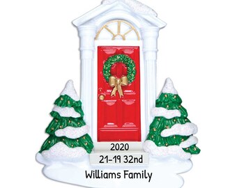 Personalized New Apartment Ornament 2023 - First Christmas In New Home Ornament - Snowy Red Door - Free Customization