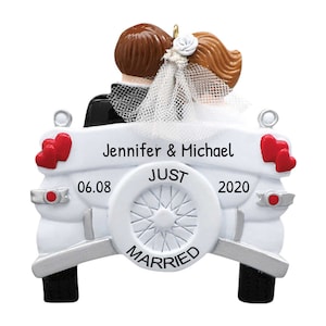 Personalized Wedding Ornament, Vintage Wedding Car Ornament 2024, Just Married Ornament, Marriage Ornament, His And Hers Ornament, 2024