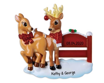 Christmas Couple Ornament Personalized, First Christmas Ornament, Custom Couple Ornament, Reindeer Couple Ornament, Christmas Decoration