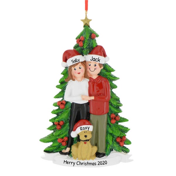 Couple With Dog Ornament, Personalized Christmas Baubles Ornaments, Gift For Couples, Couple And Dog Ornaments, Holiday Decor For Tree