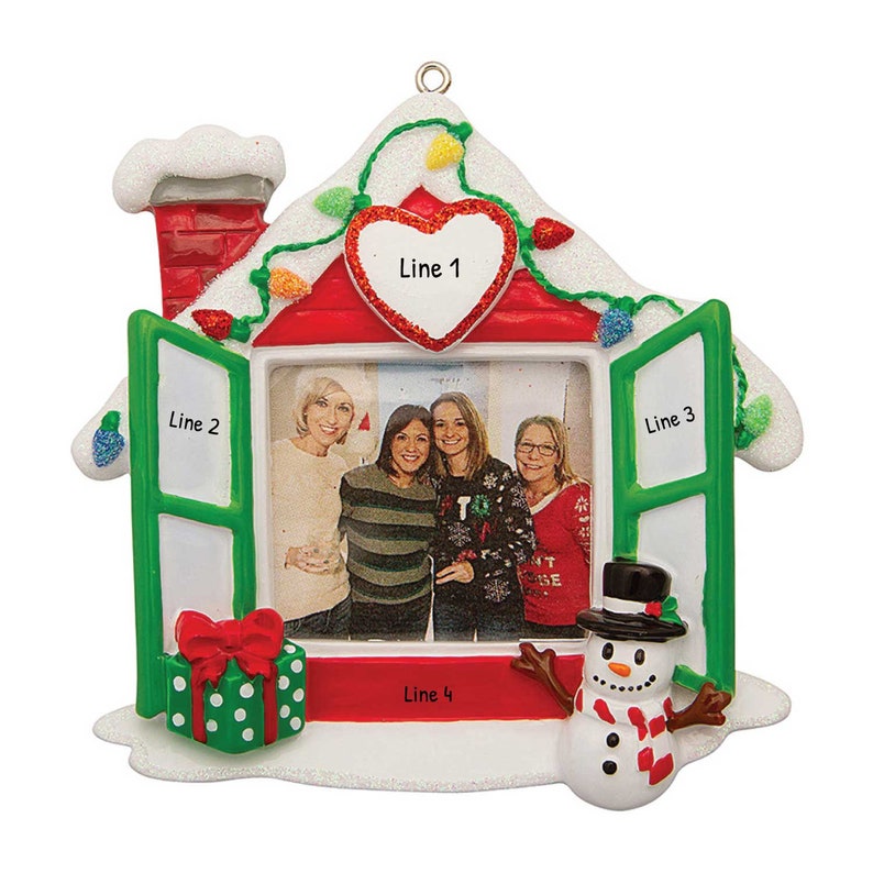 Christmas Photo Frame Ornament, Personalized Christmas Ornament, Picture Frame Ornament, New Home Ornament, House Frame Ornament, Gift image 2