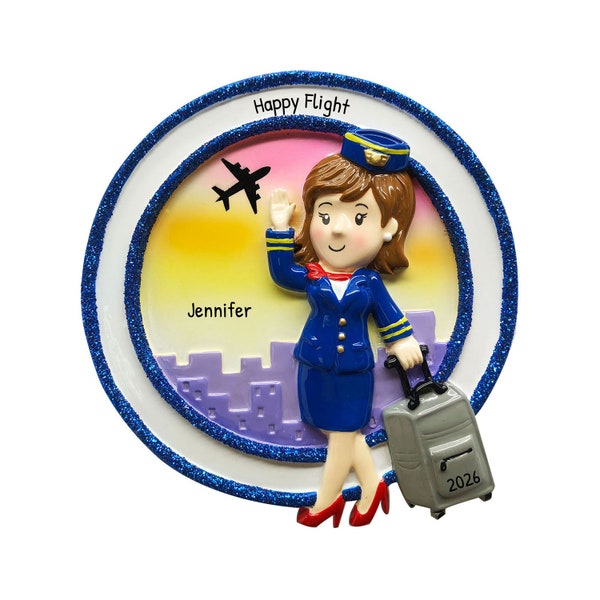 Personalized Flight Attendant Ornament 2024, Sky The Limit Ornament, Flight Crew Ornament, Travel Ornament, Airplane Ornament, Cabin Crew