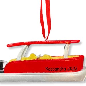Personalized Red Pontoon Boat Christmas Ornaments 2025 - Nautical, Coastal Decorations - Anchor, Sailing Family Keepsake Festive Pontoon