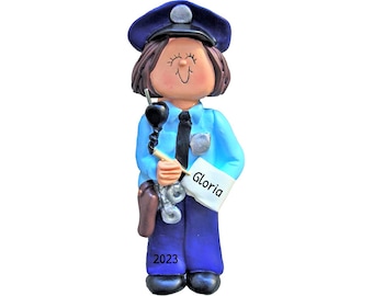 Ornamento natalizio personalizzato della polizia - Ornamento per agente di polizia - Ornamento per agente di polizia donna - Personalizzazione gratuita con confezione regalo