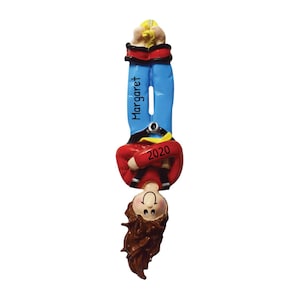 Personalized Bungee Jumping Ornament - Adventure Awaits, Jumping Off, Upside Down Ornament - Girl - Free Customization