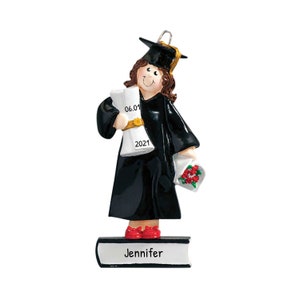 Personalized 2024 Graduation Ornament, Class Of 2024 Ornament, Senior 2024 Ornament, Brunette Girl Ornament, Masters Graduation Ornament