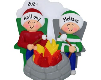 Personalized First Christmas Ornament Couple 2023 - Fire Pit Ornaments Christmas Ornaments For Couples - Free Customization