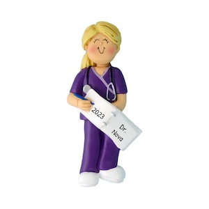 Personalized Medical Ornament - Nurse Ornaments, Doctor Ornaments, Medical Profession - Blonde Female - Free Customization