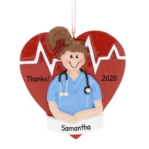 Personalized Medical Ornament - Nurse Ornaments, Doctor Ornaments, Medical Profession - Heart Female - Free Customization