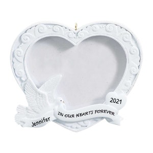 Personalized Memorial Picture Frame Christmas Ornament - In Loving Memory, In Memory of Loved One - In Our Hearts - Free Customization