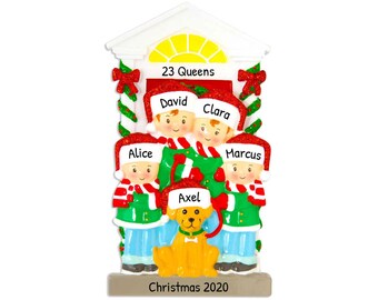 Family Of 4 With Dog Ornament, Personalized Family Ornament, Christmas 2023 Ornament, Custom Family Ornament, Stocking Stuffer, Custom Name