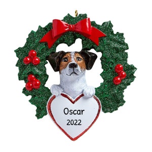 Personalized Pet Ornaments 2023 - Dog Christmas Ornaments Jack Russell Ornament Dog Wreath Ornament - Free Customization