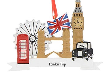 Personalized England Landmark Christmas Tree Ornament 2020 - London Travel Tourist Love First Year Big Ben Eye