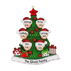 Personalized Family Ornament 2023 - Christmas Tree Ornaments Family of 6 Christmas Tree Ornament 2023 - Free Customization