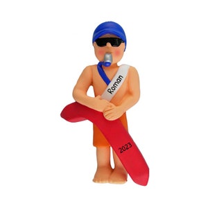 Adorno de salvavidas, Regalo personalizado, Adorno con nombre, Adornos de playa, Favor personalizado, Recuerdos de fiesta en la playa, Adornos en miniatura, Vigilantes de la playa