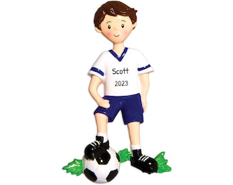 Personalized Soccer Ornament - Soccer Player Ornament, Soccer Ball Ornament 2023 - Soccer Boy Standing - Free Customization